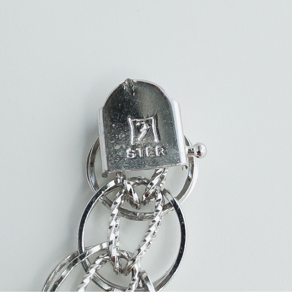 Forstner Vintage Sterling Silver Charm Bracelet Mesh Twisted Weave Chain 7.5in - Picture 16 of 16